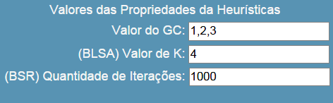 Figura A.4. Grupo de parâmetros de enlace do SimRSA simulação. Na Figura A.5, é possível visualizar as opções de heurísticas, disponíveis para a Figura A.5. Lista de heurísticas disponíveis no SimRSA A Figura A.