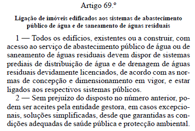 Legislação Regime jurídico dos serviços municipais de abastecimento público de água, de saneamento de águas residuais e