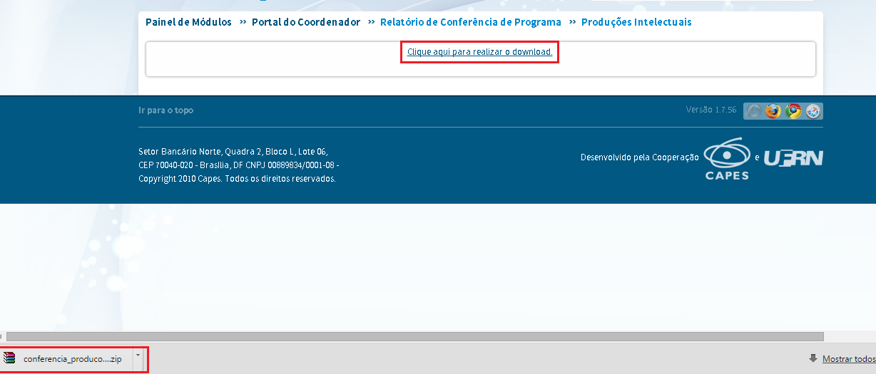 3) Foi desenvolvido um novo formato de geração do relatório de conferência de produção intelectual a fim de otimizar o tempo de geração dos arquivos.