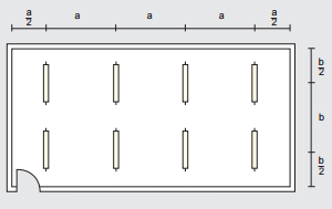 Os pontos de iluminação devem ser distribuídos de forma a proporcionar uma distribuição homogênea de luz.