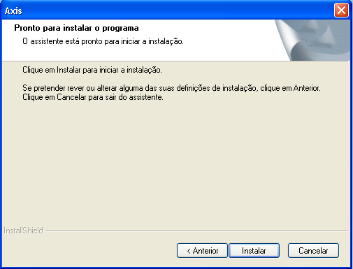 Nesta fase assistente está prnt para iniciar a instalaçã,