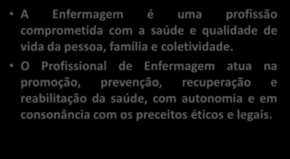 O CÓDIGO DE ÉTICA O Código de Ética dos Profissionais de Enfermagem está organizado por assunto e inclui princípios, direitos, responsabilidades, deveres e proibições pertinentes à conduta ética dos