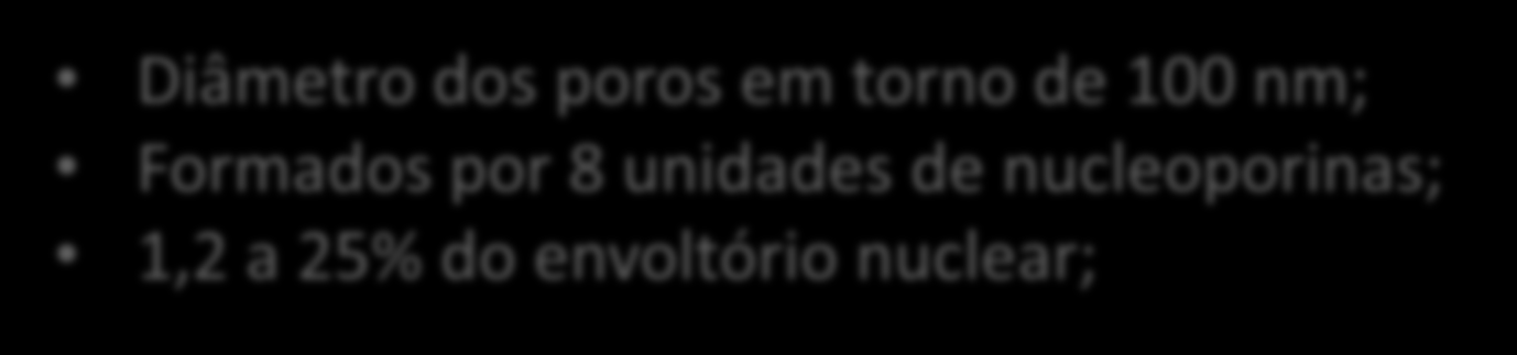 unidades de nucleoporinas; 1,2 a 25% do