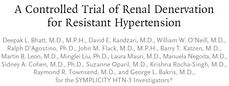 Symplicity HTN-3 (n = 535) Objetivo: eficácia e segurança da DSR na HAR