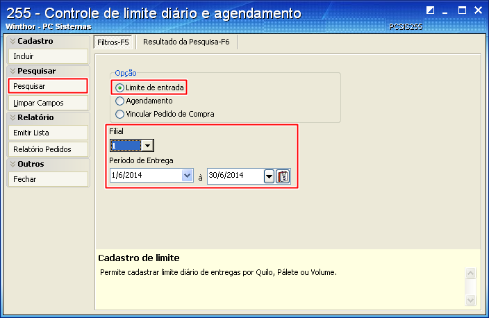 2.2.6 Altere os dados de acordo com a necessidade na tela Cadastro limite de entrega; 2.