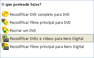 2.4 Criar um disco em Nero Digital Não é possível compilar um disco de Nero Digital com a versão do Nero Recode 2 SE.