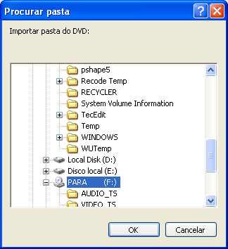 2. Clique no botão 'Importar DVD' e seleccione a origem do DVD. 3.