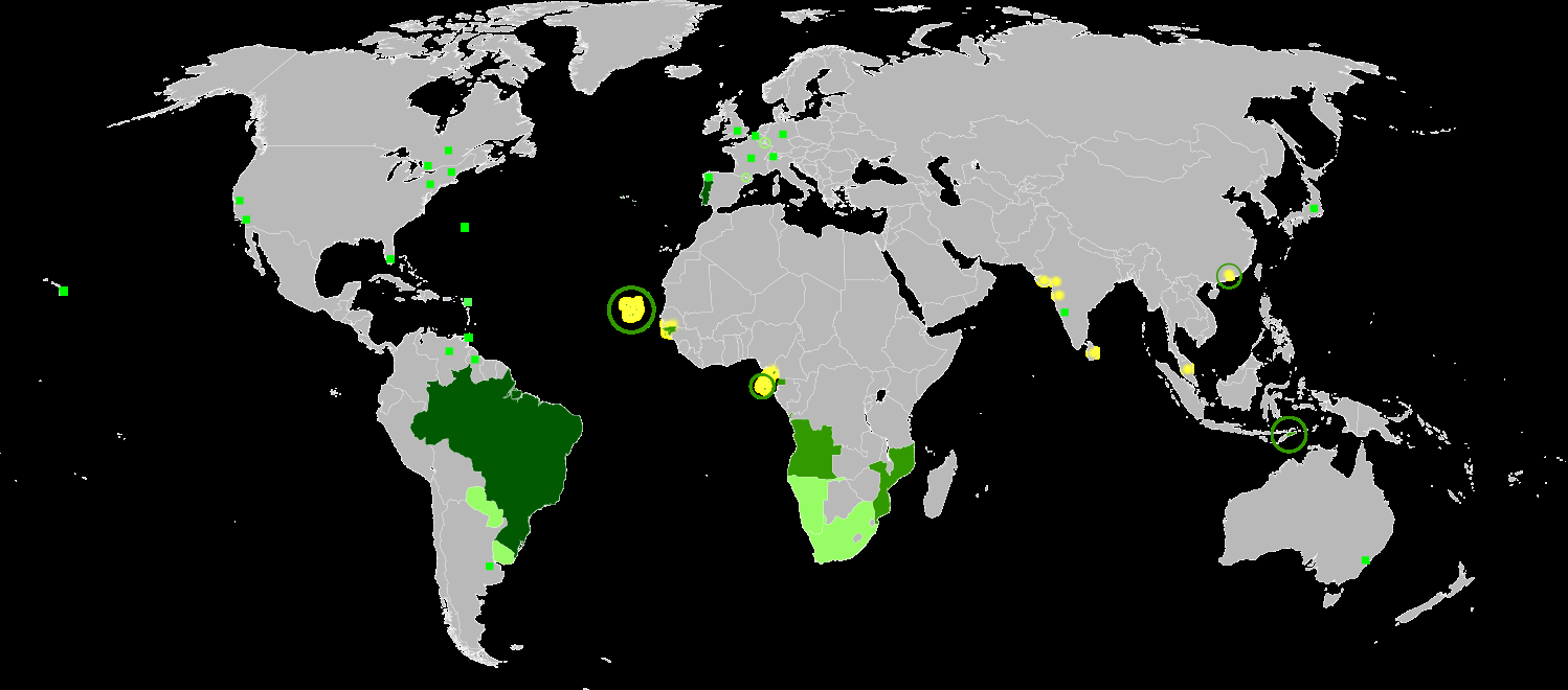 considerável Crioulos de base portuguesa FONTE: http://www.mundoeducacao.com/geografia/paises-que-falam-portugues.htm. Acesso 08.fev.2016.