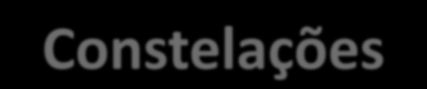 Constelações Regiões do céu com formatos e tamanhos diferentes Associadas a figuras geométricas (Triângulo, Cruz, etc.),