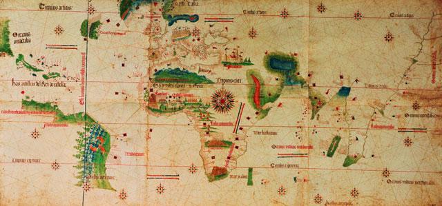 O planisfério de Cantino (1502) é uma das mais antigas cartas