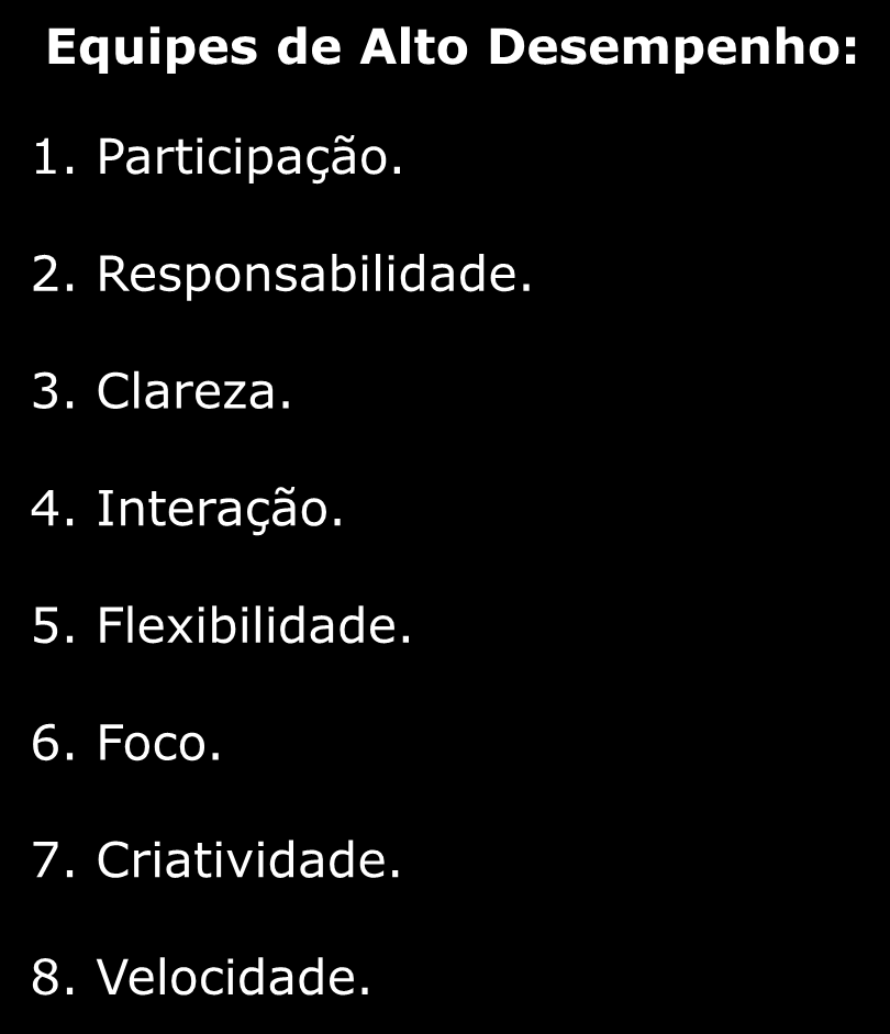 As soluções emergentes Equipes de Alto Desempenho: 1. Participação. 2.