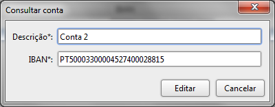Figura 36: Diálogo de consulta de conta Neste modo é apenas possível consultar os dados da conta. 4.2.