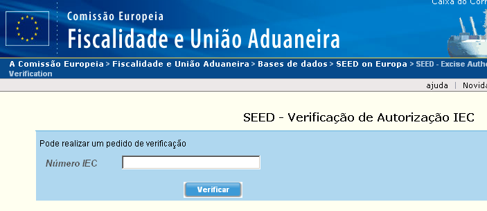 1- As Autorizações associadas a números IEC, estão todas guardadas numa base de dados Europeia (SEED) e podem ser consultadas no seguinte endereço eletrónico: http://ec.europa.