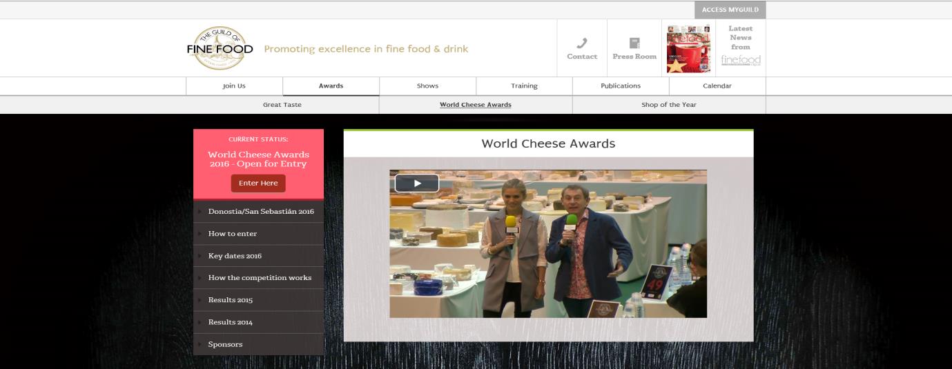 WORLD CHEESE AWARDS 2016 INSTRUÇÕES ONLINE PARA AS SUAS