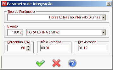 No cadastro Outros, é possível informar os tipos de parâmetro: Adicional Noturno, Faltas, Horas Trabalhadas, DSR sobre faltas/feriados,atrasos Entrada/Antecipações Saída, Abonos e Justificativas.