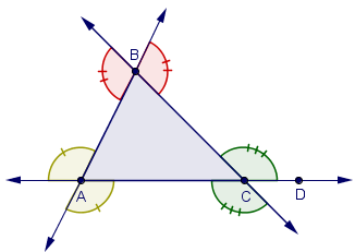 A prova do teorema 4.8.4 se encontra em [1,p.109 e 110]. 4.9 Desigualdades Geométricas Definição 4.9.1: Se, então o ângulo é um ângulo externo do triângulo. A figura 4.9.1 exibe uma representação geométrica de um ângulo externo de triângulo.