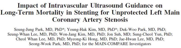 Conclusions: PCI IN Left main IVUS guidance, reduce the long-term mortality rate for unprotected left main coronary