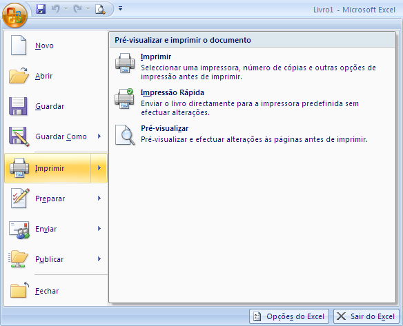 Comando Guardar Como O diálogo Guardar Como exibe opções adicionais, do lado direito. Pode clicar directamente no botão Guardar Como (ou a tecla F12) para abrir o diálogo standard de gravação.