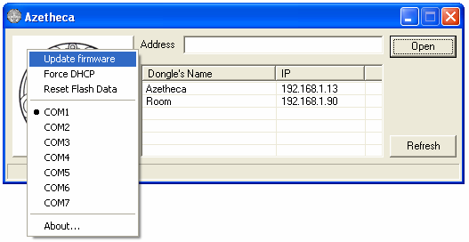 O ultimo separador é usado para fins de debug Todas as acções são mostrada na janela e guardadas no ficheiro de log (Azetheca.log).