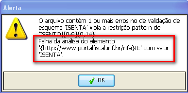 ERROS MAIS COMUNS NO ENVIO DA NFE PARA SEFAZ O alerta abaixo faz referência ao produto que foi cadastrado e não foi informado o NCM.