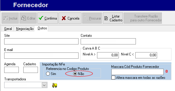 Se a referência do fornecedor está na coluna Descrição ou a referencia não aparece na coluna CÓDIGO ou vai usar tudo o que está escrito na coluna CÓDIGO, não dá para usar máscara.