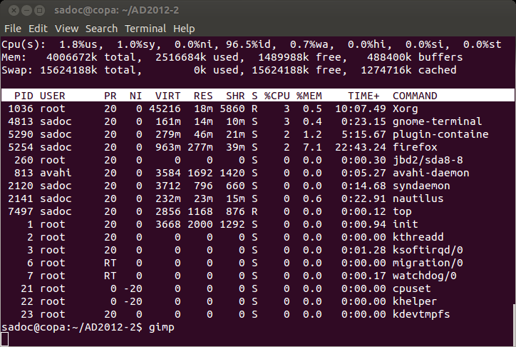 Monitores no S.O.: exemplo consumo geral de cpu e memória Monitor de S.O. geral de contabilidade Monitor de S.