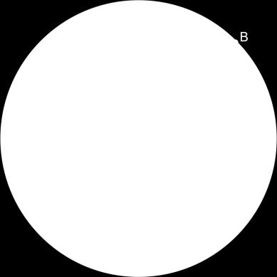 O círculo de raio OB = 10k tem área medindo (10k) = 100k. O círculo de raio OA = 9k tem área medindo (9k) = 81k.