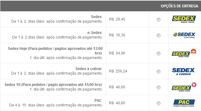 113 O prazo de entrega mínimo é outro recurso útil e importante de ser utilizado, veja um exemplo prático: Por exemplo, PAC o prazo de entrega configurado em sua loja é de 15 dias, portanto é comum o