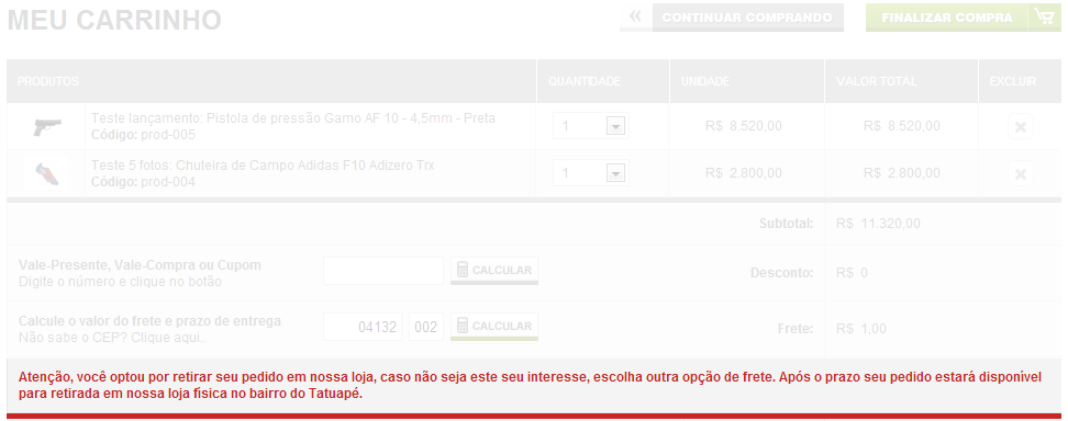 115 TRANSPORTADORA O sistema de calculo por transportadora além de possibilitar mais opções de escolha para o cliente e evitar que em uma eventual instabilidade dos Correios o sistema não fique sem