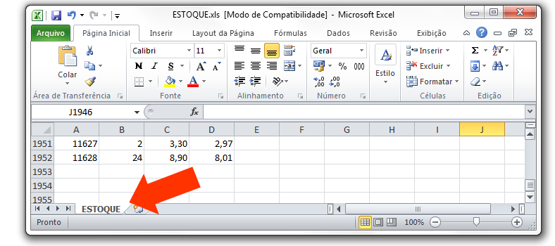 157 A definição correta do nome da planilha influencia no funcionamento da leitura do arquivo.