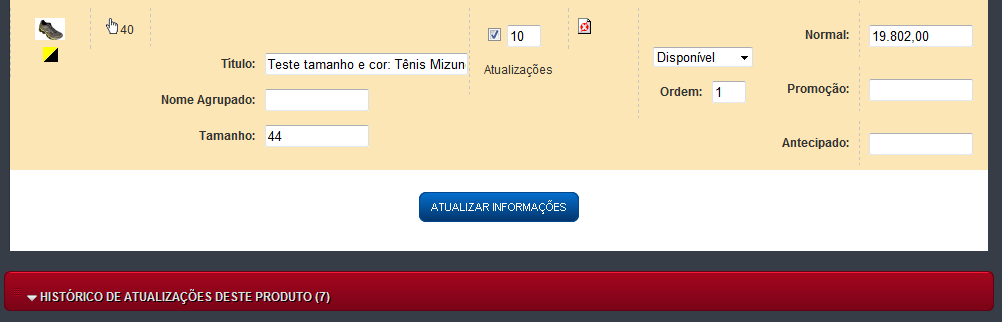 79 Após escolher a quantidade de cópias, marque a segunda opção: A cópia deste produto será uma opção de tamanho. Caso queira adicionar uma nova cor, marque a primeira opção.