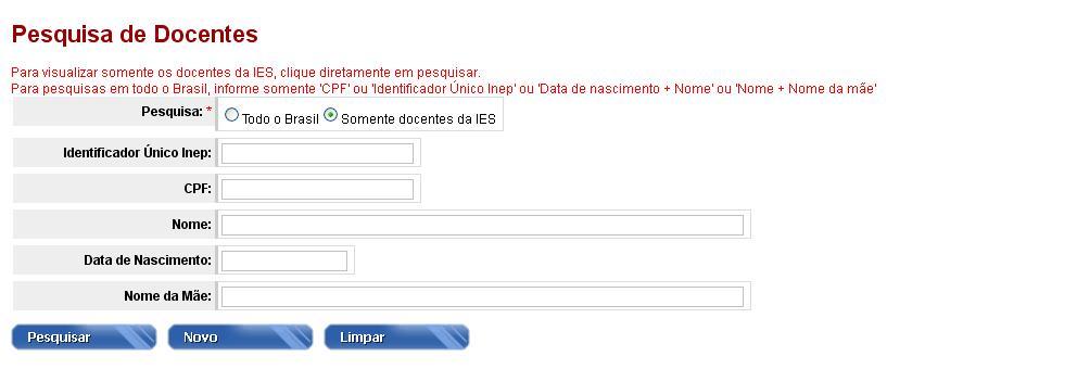 4 É possível cadastrar o docente também por meio do menu Cadastrar: 1.2.