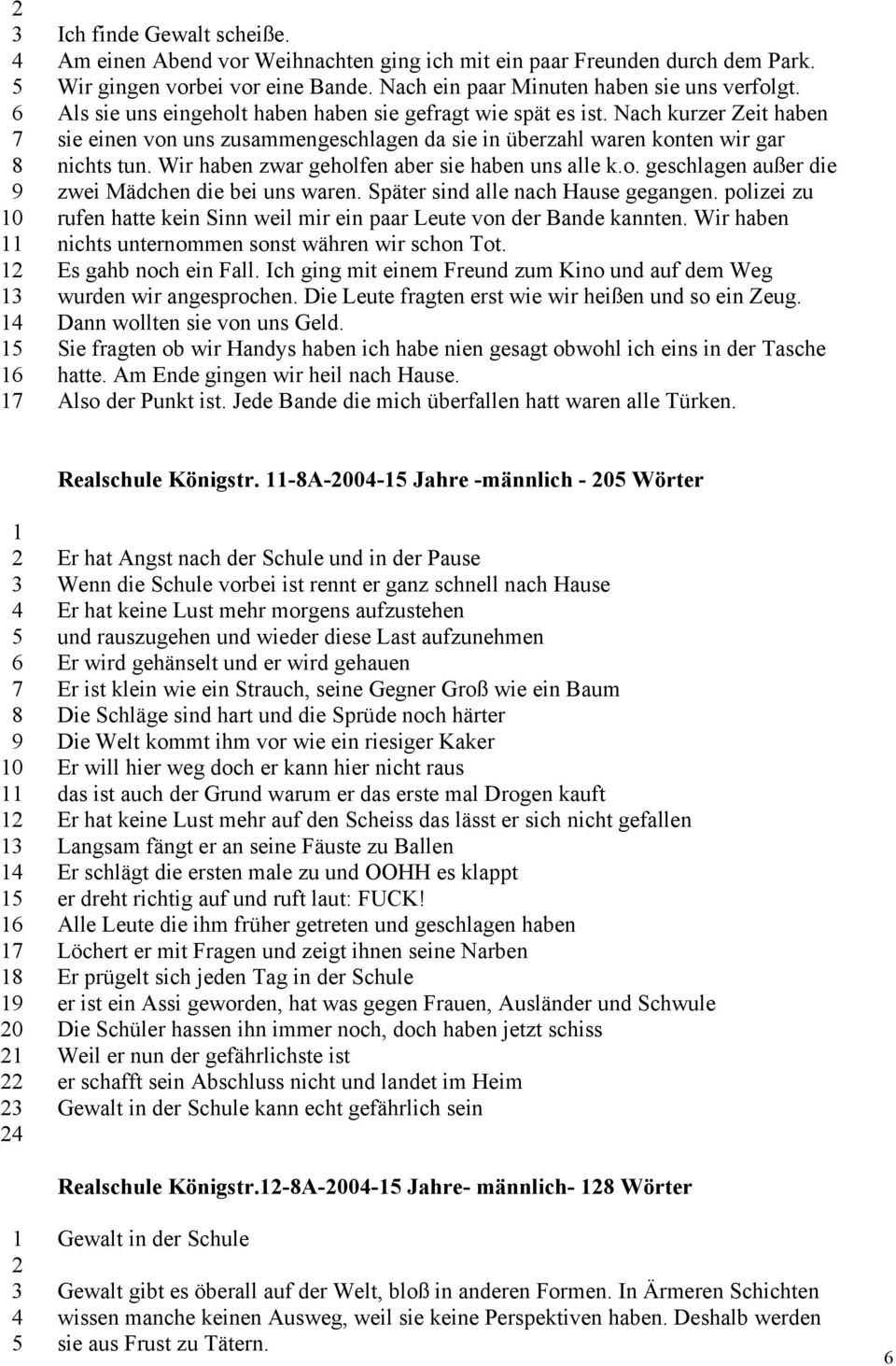 Wir haben zwar geholfen aber sie haben uns alle k.o. geschlagen außer die zwei Mädchen die bei uns waren. Später sind alle nach Hause gegangen.