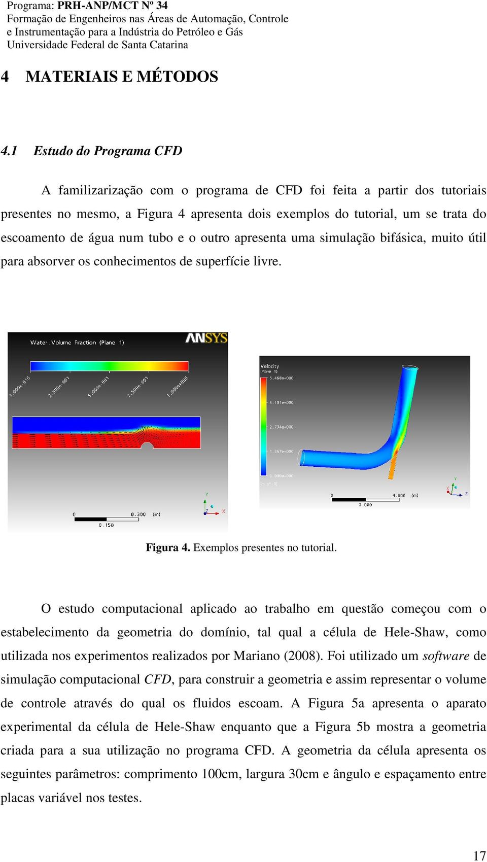 num tubo e o outro apresenta uma simulação bifásica, muito útil para absorver os conhecimentos de superfície livre. Figura 4. Exemplos presentes no tutorial.