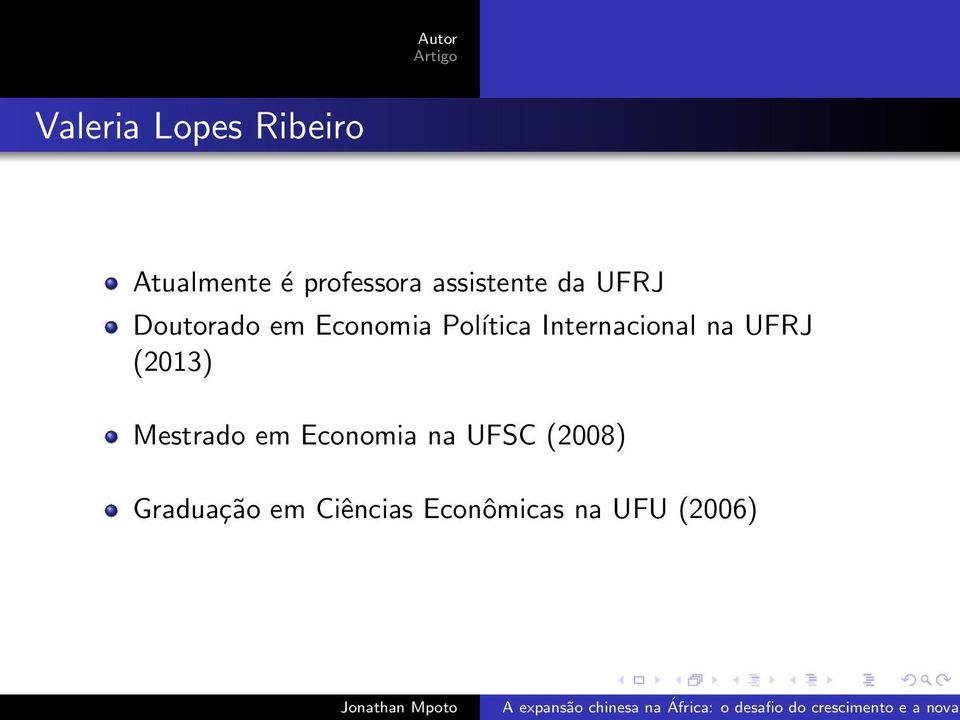 Internacional na UFRJ (2013) Mestrado em Economia