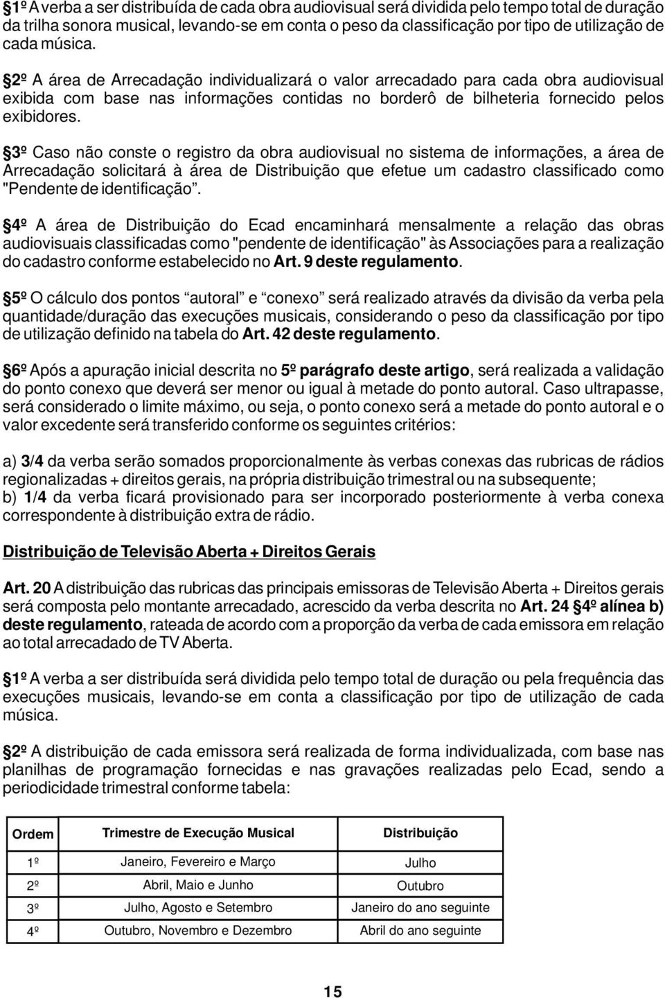 3º Caso não conste o registro da obra audiovisual no sistema de informações, a área de Arrecadação solicitará à área de Distribuição que efetue um cadastro classificado como "Pendente de