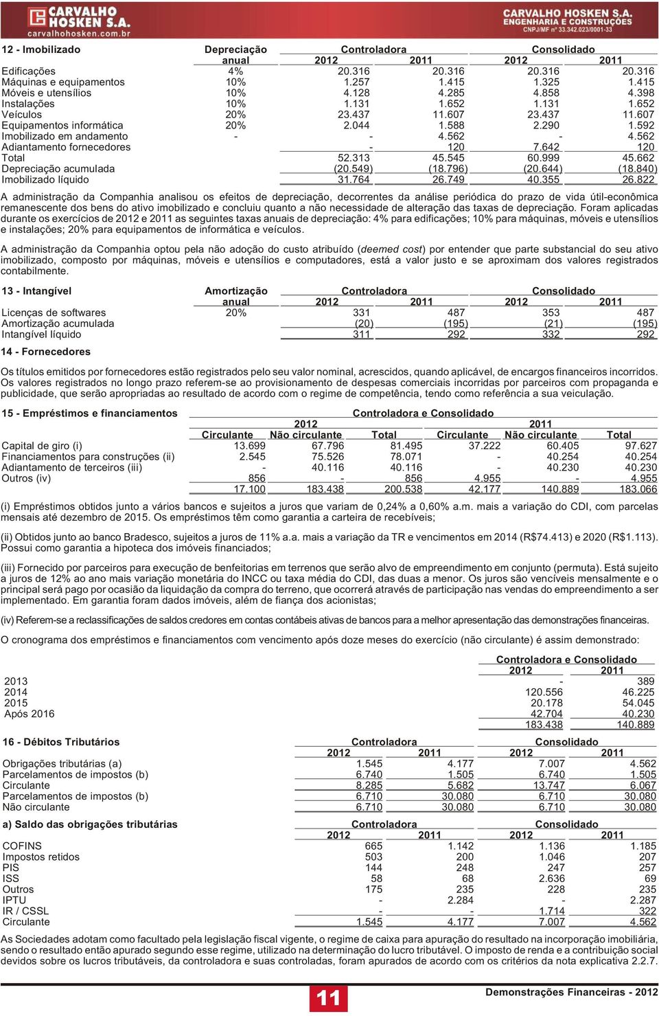 562 Adiantamento fornecedores - 120 7.642 120 Total 52.313 45.545 60.999 45.662 Depreciação acumulada (20.549) (18.796) (20.644) (18.840) Imobilizado líquido 31.764 26.749 40.355 26.