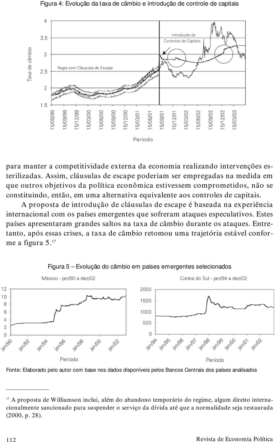 controles de capitais. A proposta de introdução de cláusulas de escape é baseada na experiência internacional com os países emergentes que sofreram ataques especulativos.