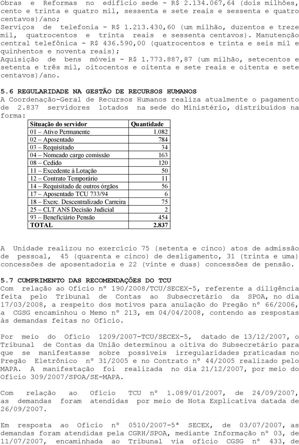 590,00 (quatrocentos e trinta e seis mil e quinhentos e noventa reais); Aquisição de bens móveis - 1.773.