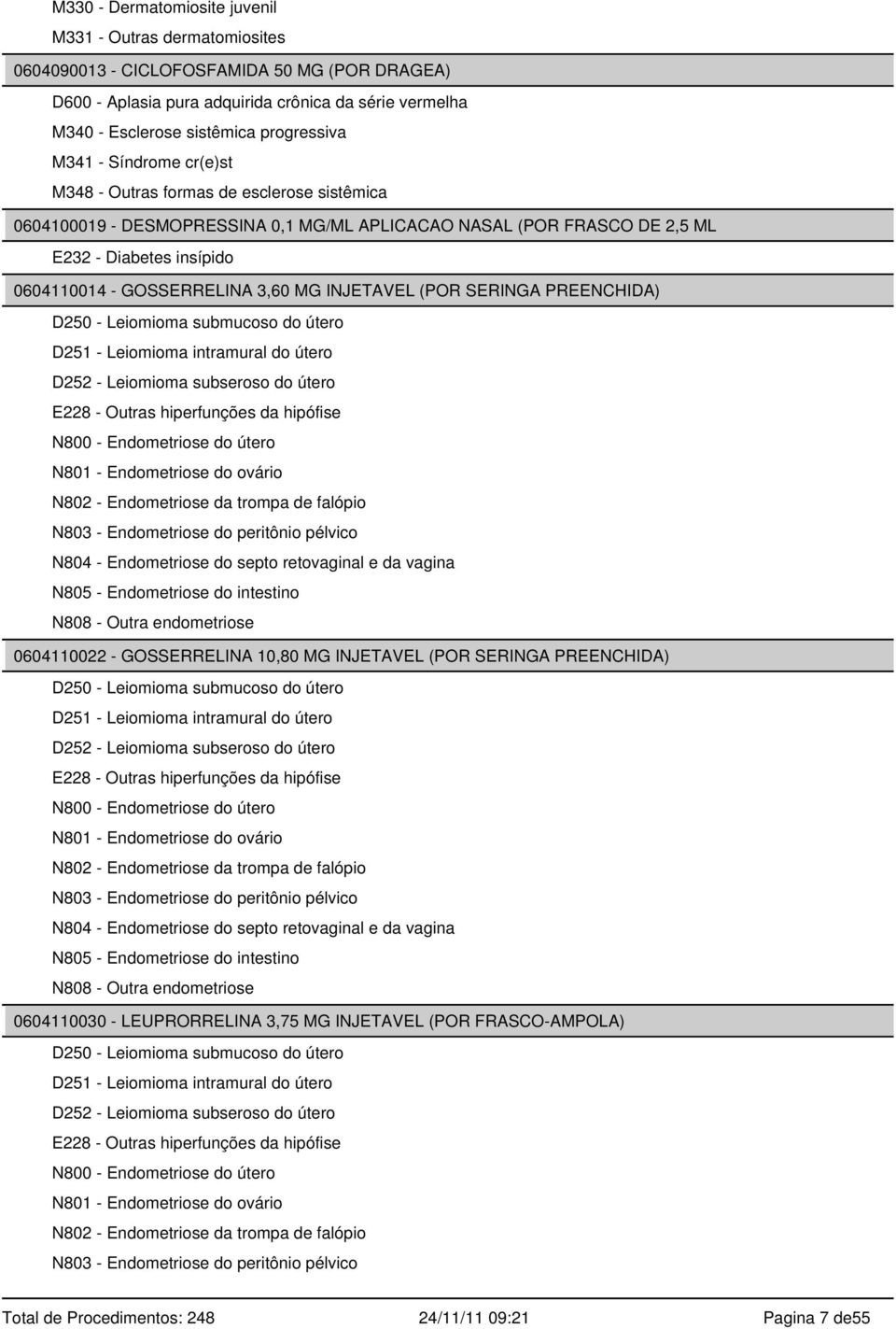 GOSSERRELINA 3,60 MG INJETAVEL (POR SERINGA PREENCHIDA) D250 - Leiomioma submucoso do útero D251 - Leiomioma intramural do útero D252 - Leiomioma subseroso do útero E228 - Outras hiperfunções da