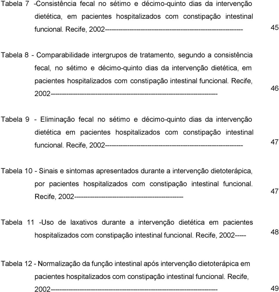 intervenção dietética, em pacientes hospitalizados com constipação intestinal funcional.