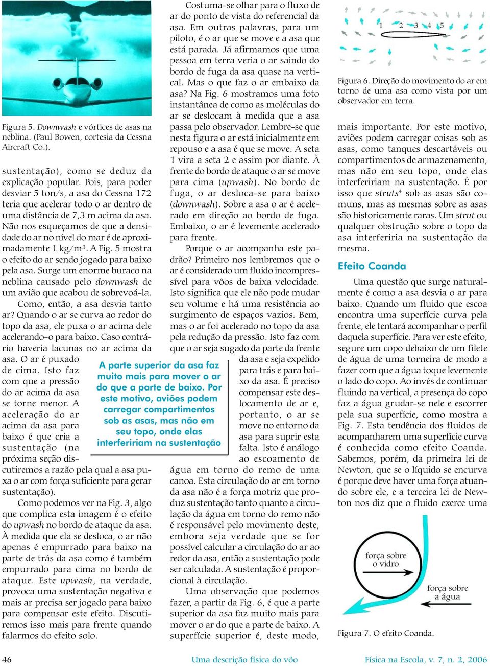 Não nos esqueçamos de que a densidade do ar no nível do mar é de aproximadamente 1 kg/m³. A Fig. 5 mostra o efeito do ar sendo jogado para baixo pela asa.