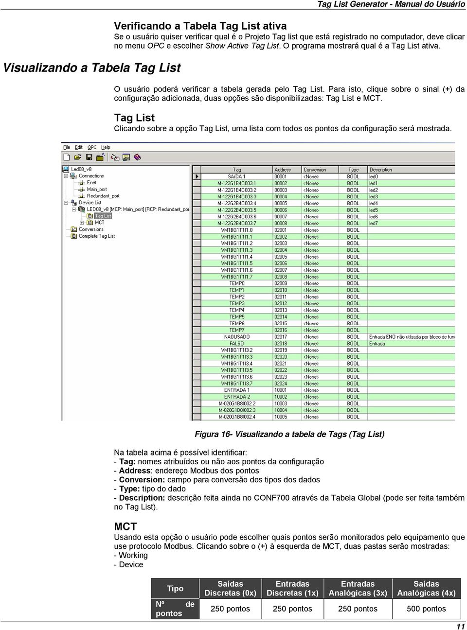 Para isto, clique sobre o sinal (+) da configuração adicionada, duas opções são disponibilizadas: Tag List e MCT.