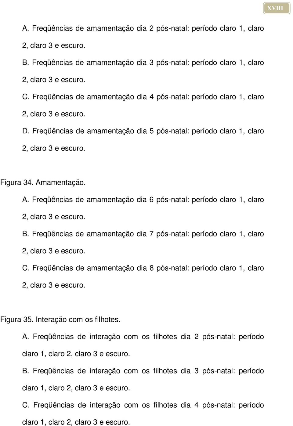 mentção. A. Freqüêncis de mmentção di 6 pós-ntl: período clro 1, clro 2, clro 3 e escuro. B. Freqüêncis de mmentção di 7 pós-ntl: período clro 1, clro 2, clro 3 e escuro. C.