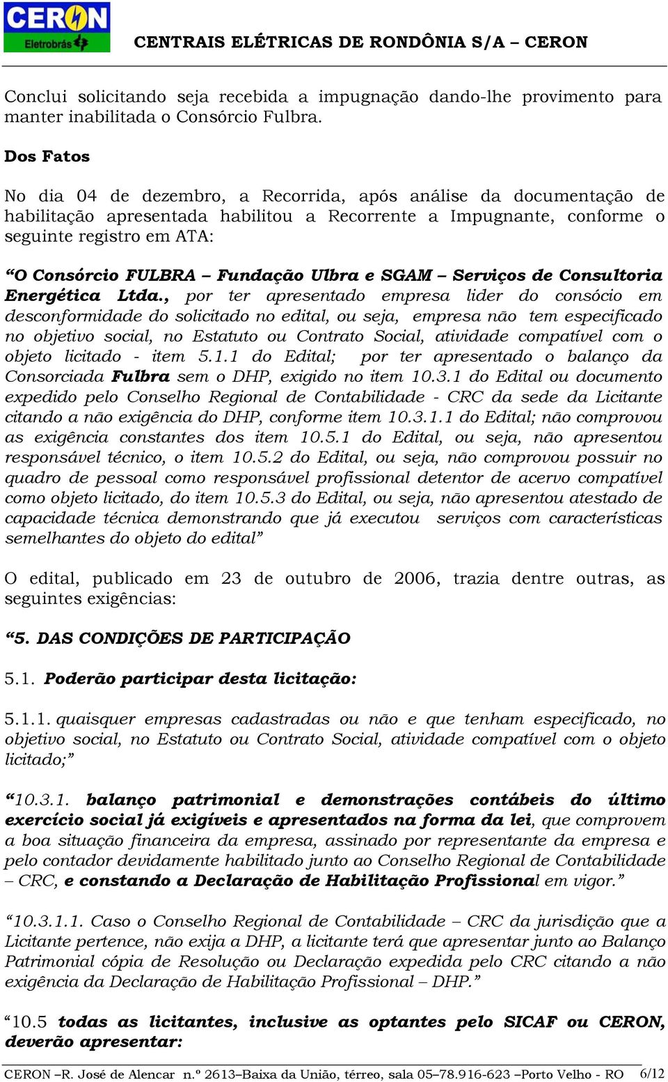 Fundação Ulbra e SGAM Serviços de Consultoria Energética Ltda.