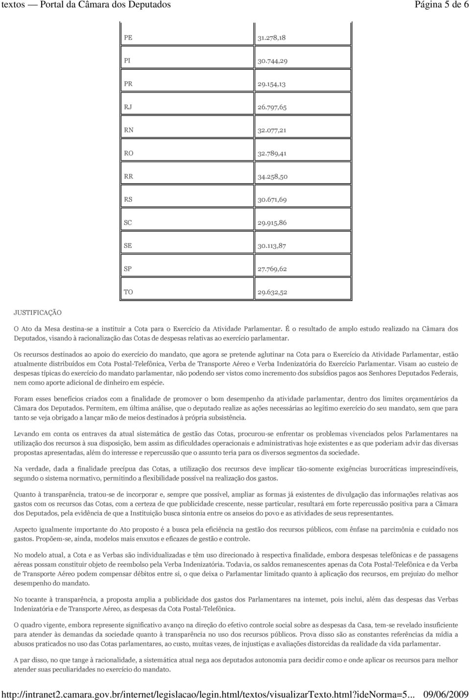 É o resultado de amplo estudo realizado na Câmara dos Deputados, visando à racionalização das Cotas de despesas relativas ao exercício parlamentar.