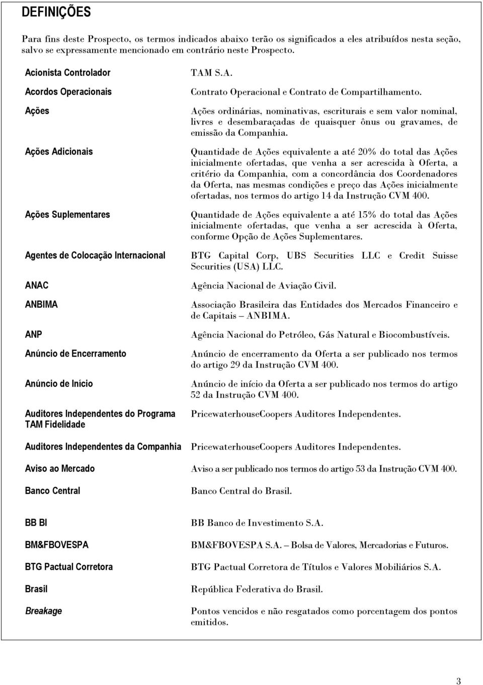 Independentes do Programa TAM Fidelidade Auditores Independentes da Companhia TAM S.A. Contrato Operacional e Contrato de Compartilhamento.