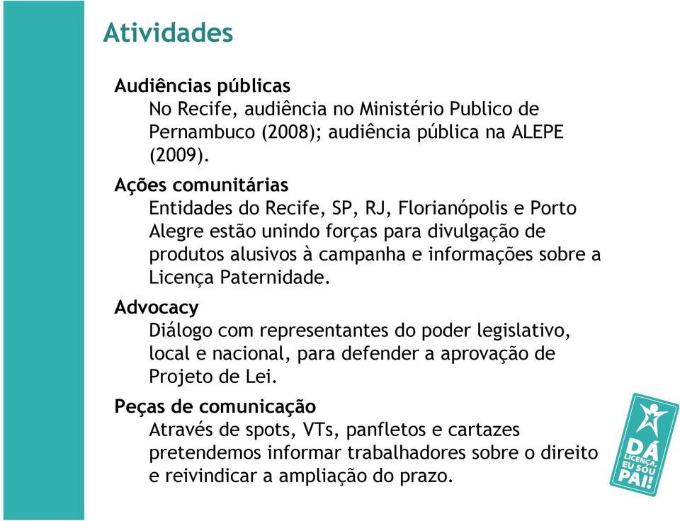 informações sobre a Licença Paternidade.