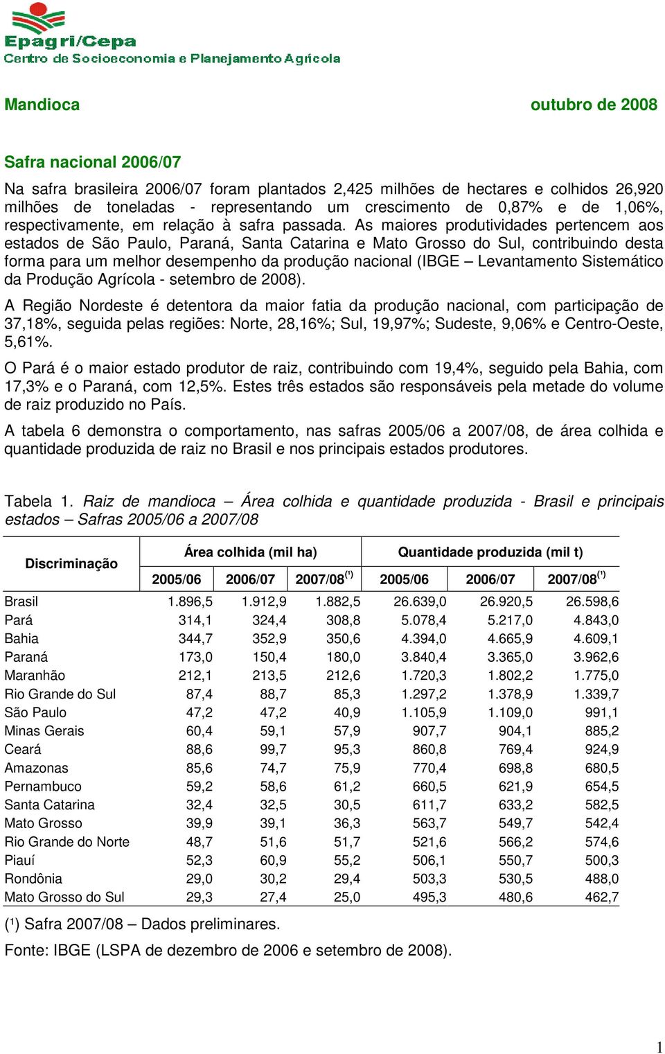 As maiores produtividades pertencem aos estados de São Paulo, Paraná, Santa Catarina e Mato Grosso do Sul, contribuindo desta forma para um melhor desempenho da produção nacional (IBGE Levantamento