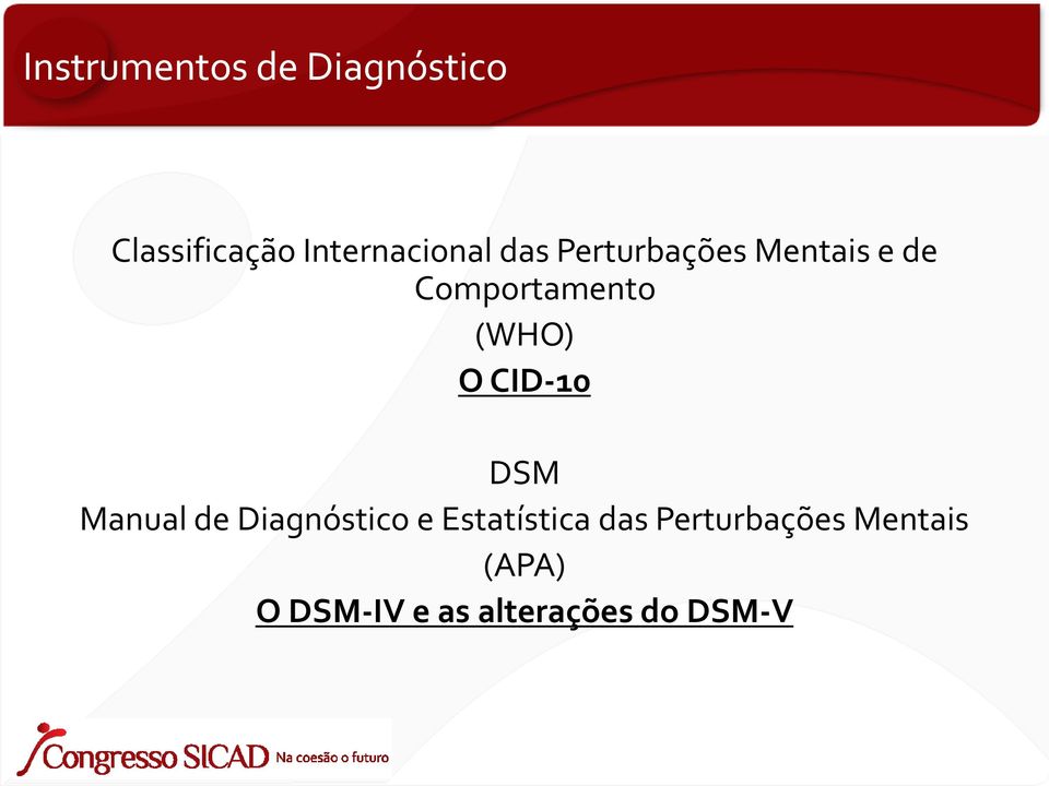 Comportamento (WHO) O CID-10 DSM Manual de Diagnóstico